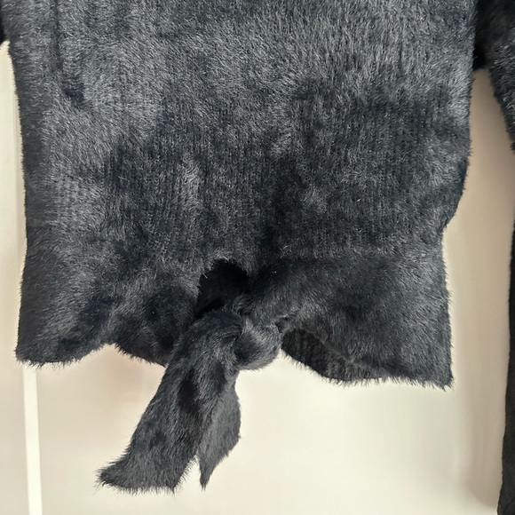 Express long sleeve fuzzy tie front mock neck sweater - Picture 2 of 2